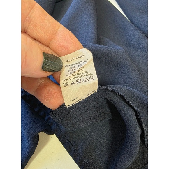 J.Crew Navy Blue Long Sleeve Puff Shoulder Blouse G0297 Womens Medium - Picture 6 of 9